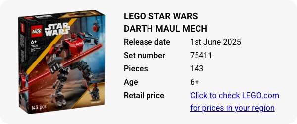 75411 LEGO Star Wars Darth Maul Mech June 2025