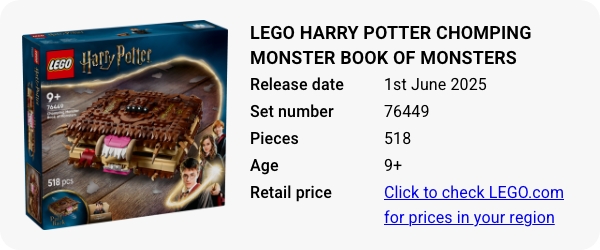 76449 LEGO Harry Potter Chomping Monster Book of Monsters June 2025