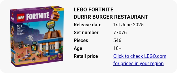 77076 LEGO Fortnite Durrr Burger Restaurant June 2025