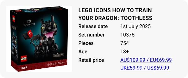 10375 LEGO ICONS How to Train Your Dragon- Toothless July 2025 W