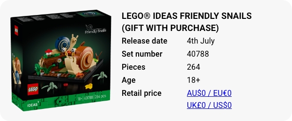 40788 LEGO Ideas Friendly Snails Gift with purchase July 2025