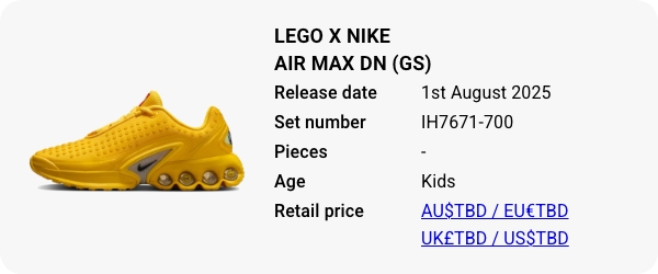 LEGO x Nike Air Max Dn IH7671-700 August 2025