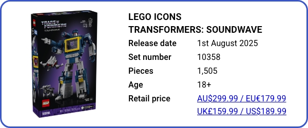 10358 LEGO Icons Transformers- Soundwave - August 2025 B