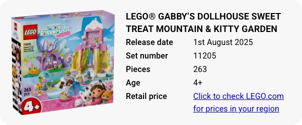 11205 LEGO® Gabby’s Dollhouse Sweet Treat Mountain & Kitty Garden
