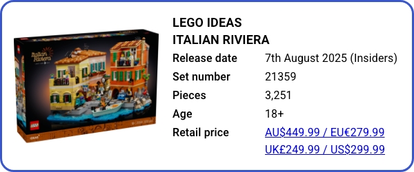 21359 LEGO Ideas Italian Riviera August 2025