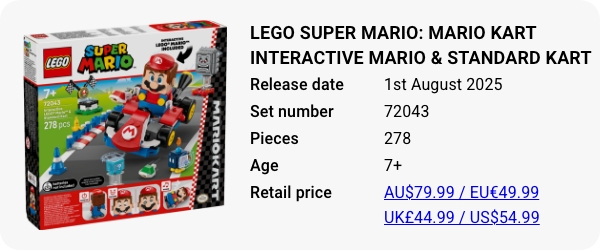 72043 LEGO Super Mario- Mario Kart Interactive Mario & Standard Kart