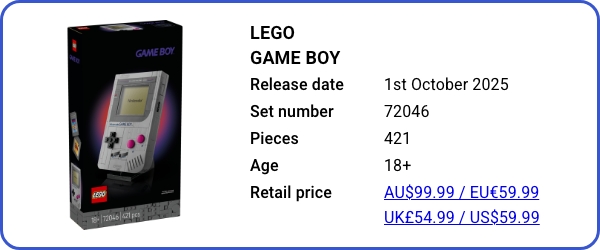 72046 LEGO Game Boy - October 2025 release - B