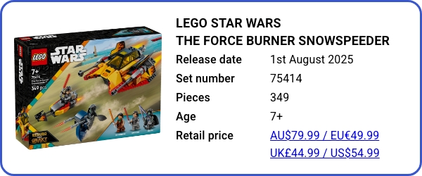 75414 LEGO Star Wars The Force Burner Snowspeeder August 2025