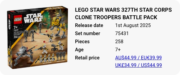 75431 LEGO Star Wars 327th Star Corps Clone Troopers Battle Pack