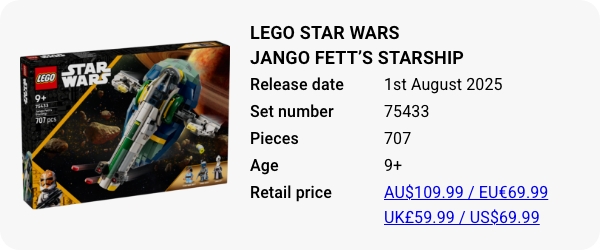 75433 LEGO Star Wars Jango Fett’s Starship August 2025 W