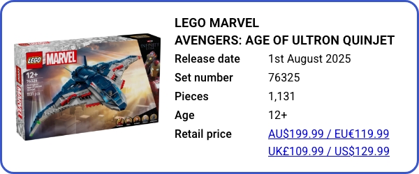 LEGO Marvel Avengers- Age of Ultron Quinjet 76325 August 2025