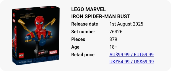 76326 LEGO Marvel Iron Spider-Man Bust August 2025 W