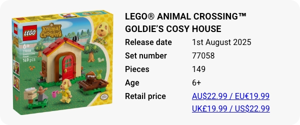 77058 LEGO® Animal Crossing™ Goldie’s Cosy House August 2025