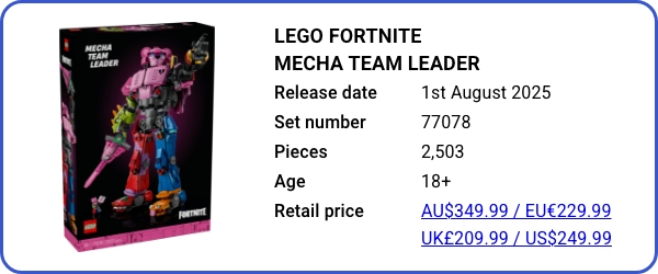 77078 LEGO Fortnite Mecha Team Leader August 2025