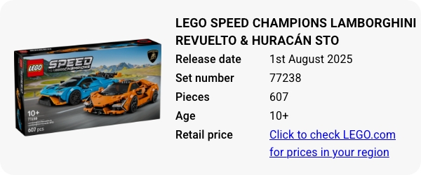 77238 LEGO Speed Champions Lamborghini Revuelto & Huracán STO