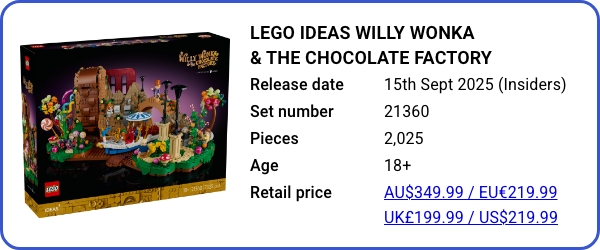 21360 LEGO Ideas Willy Wonka & the Chocolate Factory - September 2025
