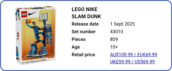 43010 LEGO Nike Slam Dunk - September 2025