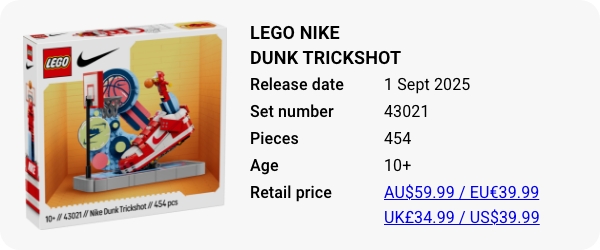 43021 LEGO Nike Dunk Trickshot - September 2025