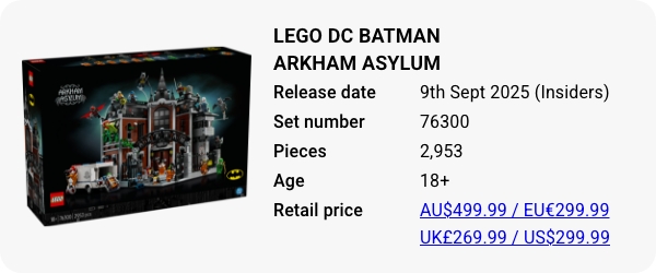 76300 LEGO DC Batman Arkham Asylum September 2025 W