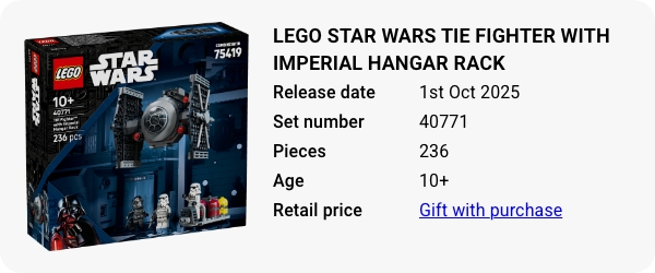 40771 LEGO Star Wars TIE Fighter with Imperial Hangar Rack - W