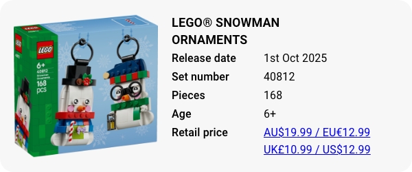 40812 LEGO® Snowman Ornaments 2025