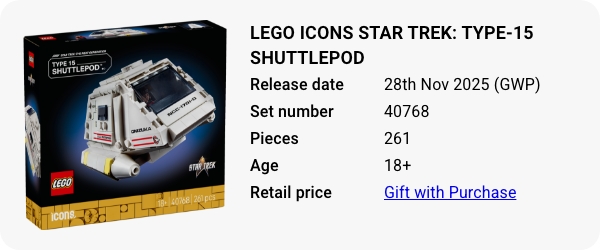40768 LEGO Icons Star Trek- Type-15 Shuttlepod - W