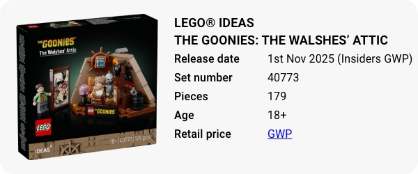 40773 LEGO Ideas The Goonies - The Walshes’ Attic
