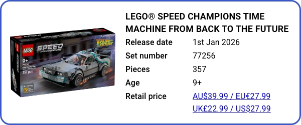77256 LEGO Speed Champions Time Machine from Back to the Future release date and price