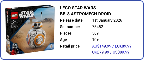 75452 LEGO Star Wars BB-8 Astromech Droid New Release Review Brick Banter - 2025 November