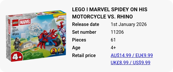 LEGO 11206 - LEGO ǀ Marvel Spidey And His Amazing Friends Spidey on his Motorcycle vs. Rhino