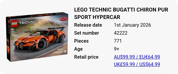LEGO 42222 - LEGO Technic Bugatti Chiron Pur Sport Hypercar
