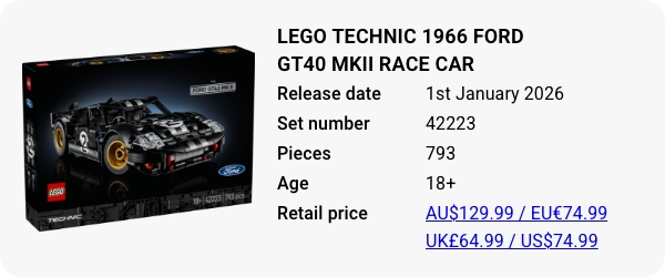 LEGO 42223 - LEGO Technic 1966 Ford GT40 MKII Race Car
