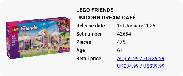 LEGO 42684 - LEGO Friends Unicorn Dream Café