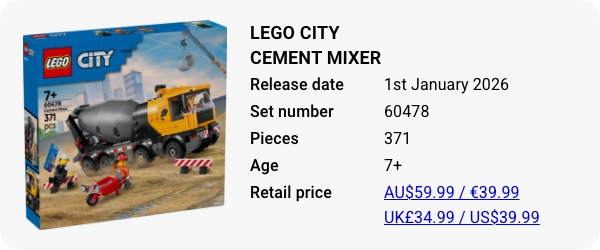 LEGO 60478 - LEGO City Cement Mixer