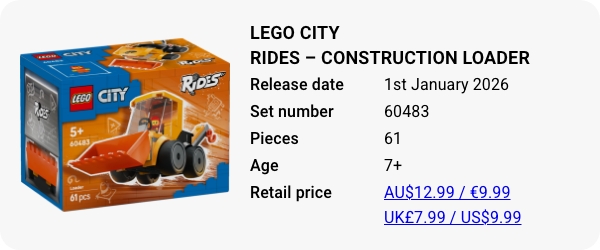 LEGO 60483 - LEGO City Rides – Construction Loader