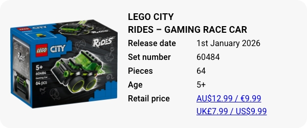 LEGO 60484 - LEGO City Rides – Gaming Race Car