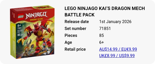 LEGO 71851 - LEGO NINJAGO Kai’s Dragon Mech Battle Pack