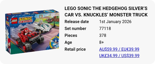LEGO 77118 - LEGO Sonic the Hedgehog Silver’s Car vs. Knuckles’ Monster Truck