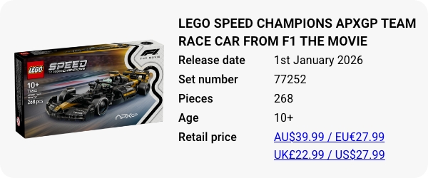 LEGO 77252 - LEGO Speed Champions APXGP Team Race Car from F1 The Movie