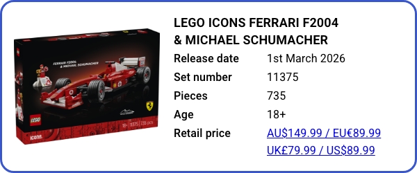 11375 LEGO Icons Ferrari F2004 & Michael Schumacher B