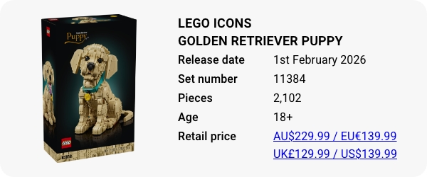 11384 LEGO Icons Golden Retriever Puppy W