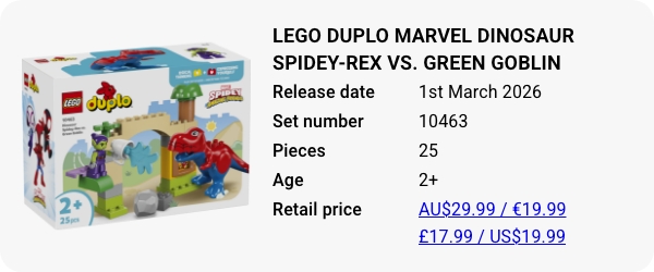 10463 LEGO DUPLO Marvel Dinosaur Spidey-Rex vs. Green Goblin