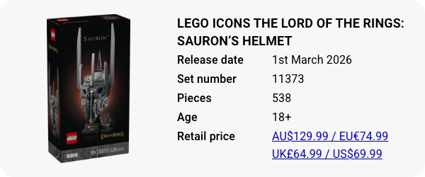 11373 LEGO Icons The Lord of the Rings- Sauron’s Helmet