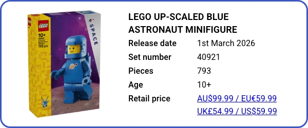 LEGO Scaled-Up Blue Astronaunt Minifigure Spaceman Benny 40921 New Release Review Brick Banter - 2026 February