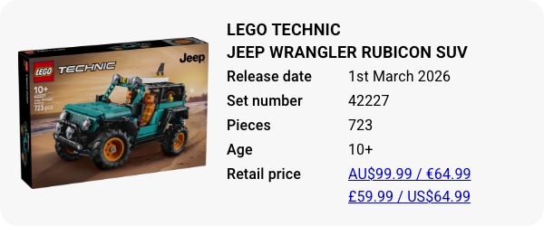 42227 LEGO Technic Jeep Wrangler Rubicon SUV