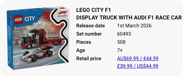 60493 LEGO City F1 Display Truck with Audi F1 Race Car
