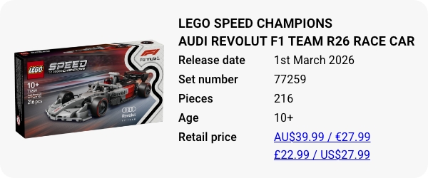 77259 LEGO Speed Champions Audi Revolut F1 Team R26 Race Car