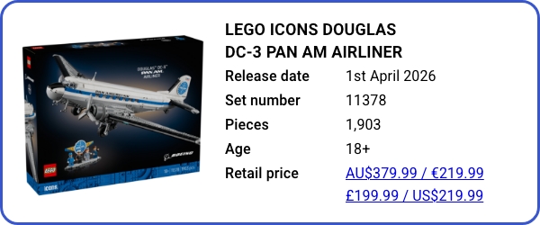 11378 - LEGO Icons Douglas DC-3 PAN AM Airliner B