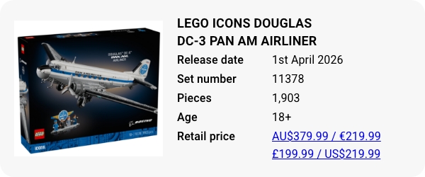 11378 - LEGO Icons Douglas DC-3 PAN AM Airliner W