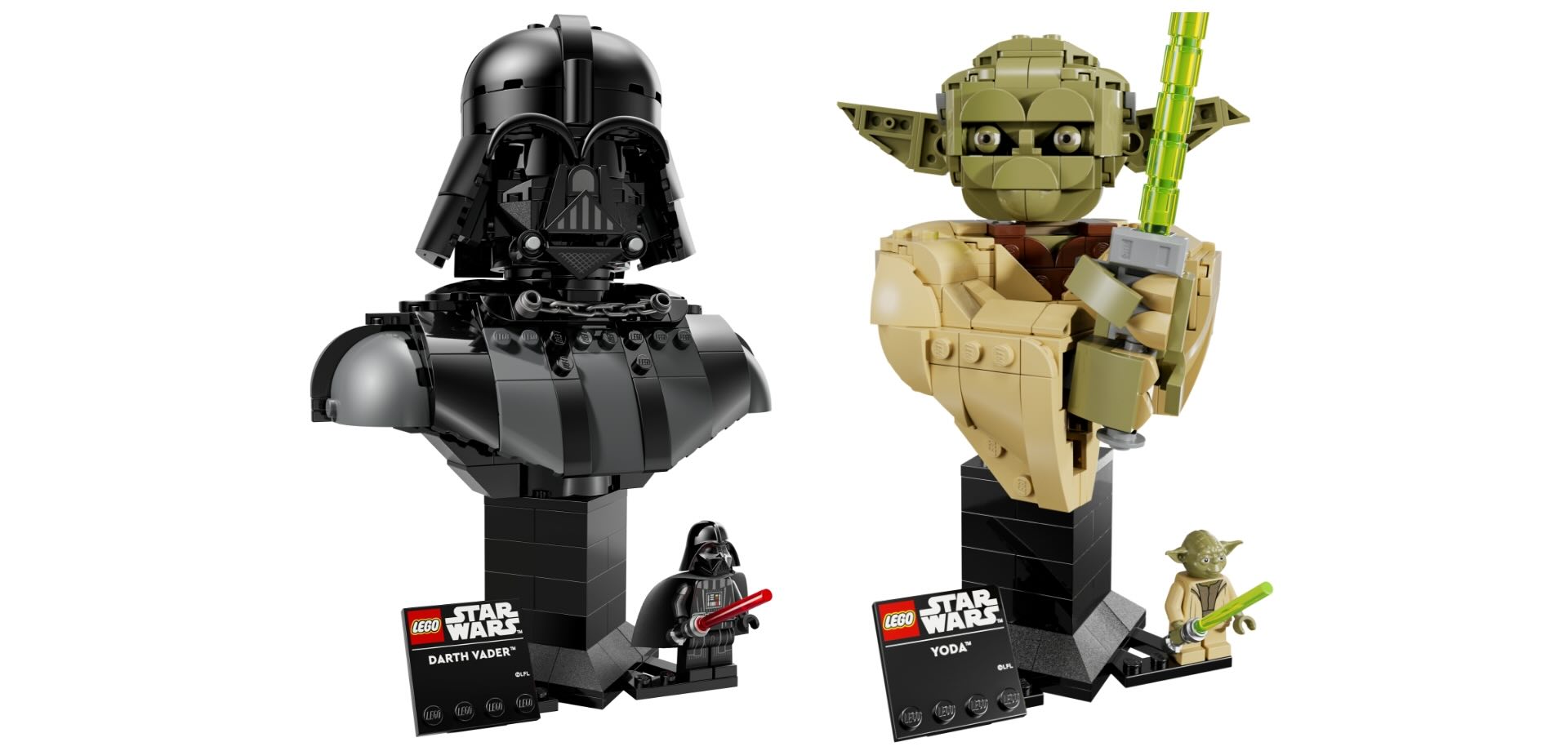 LEGO Star Wars Darth Vader and Yoda Busts 75439 75438